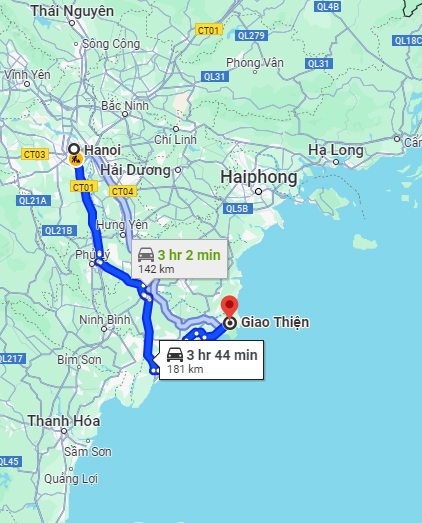 Xuan Thuy travel map route